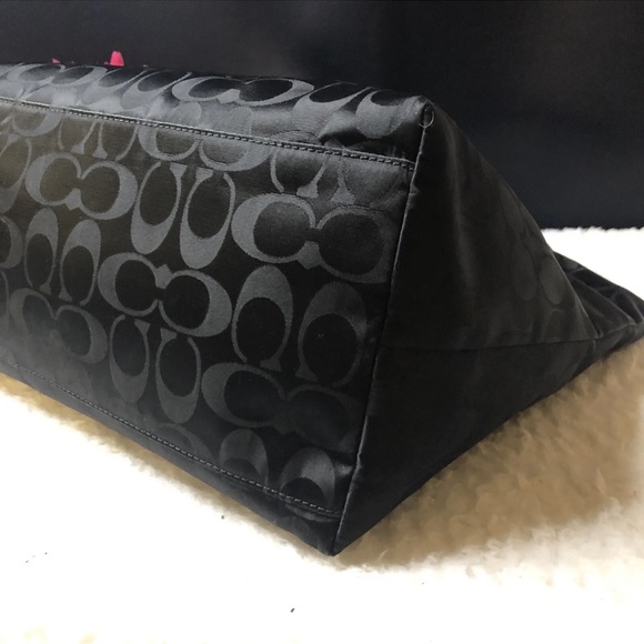 Coach 33475 Ward Signature Black Nylon Tote Bag With Leather Handles - Picture 10 of 16